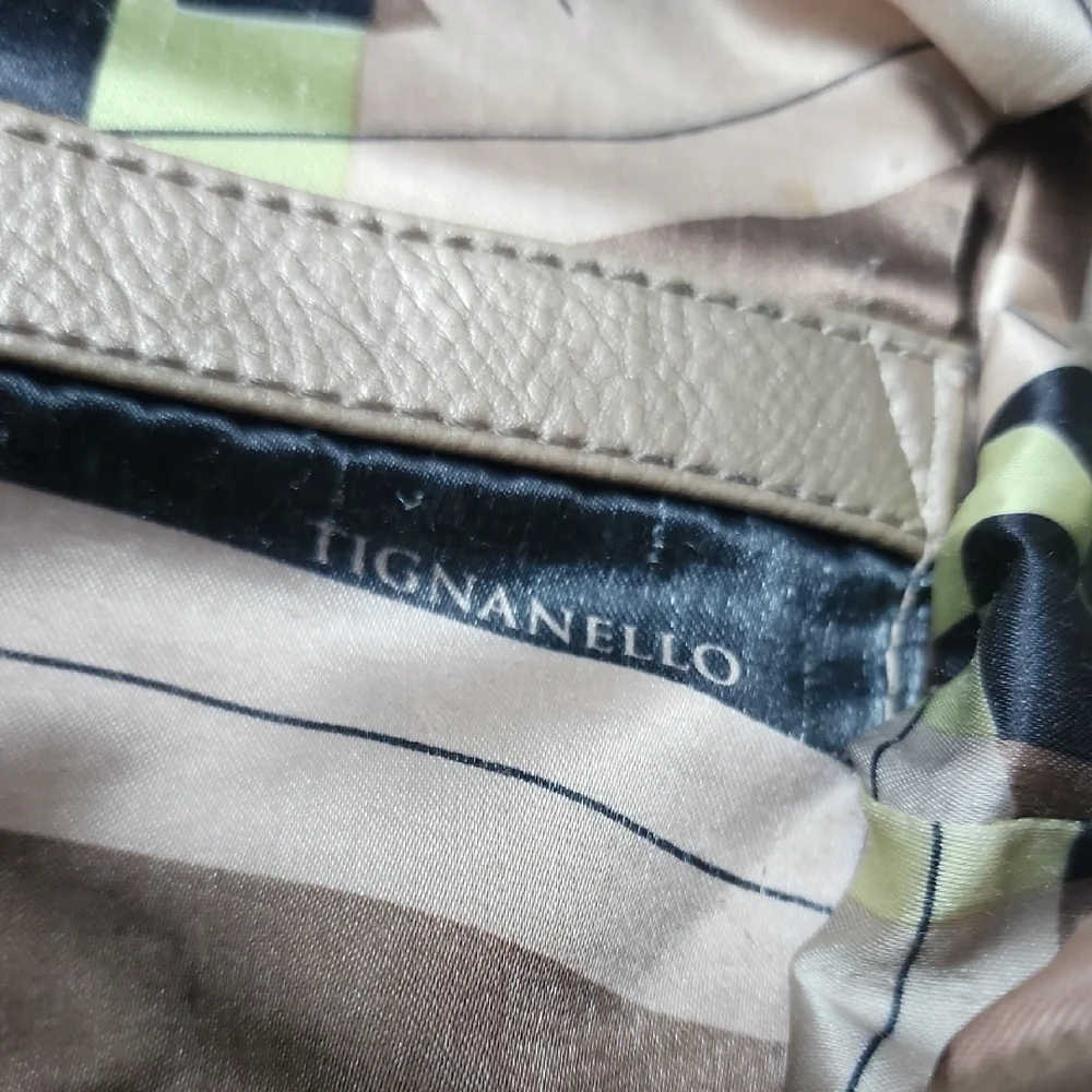 TIGNANELLO‎ | Taupe Metallic Leather Hobo Bag With Cutout Accents And Pockets
